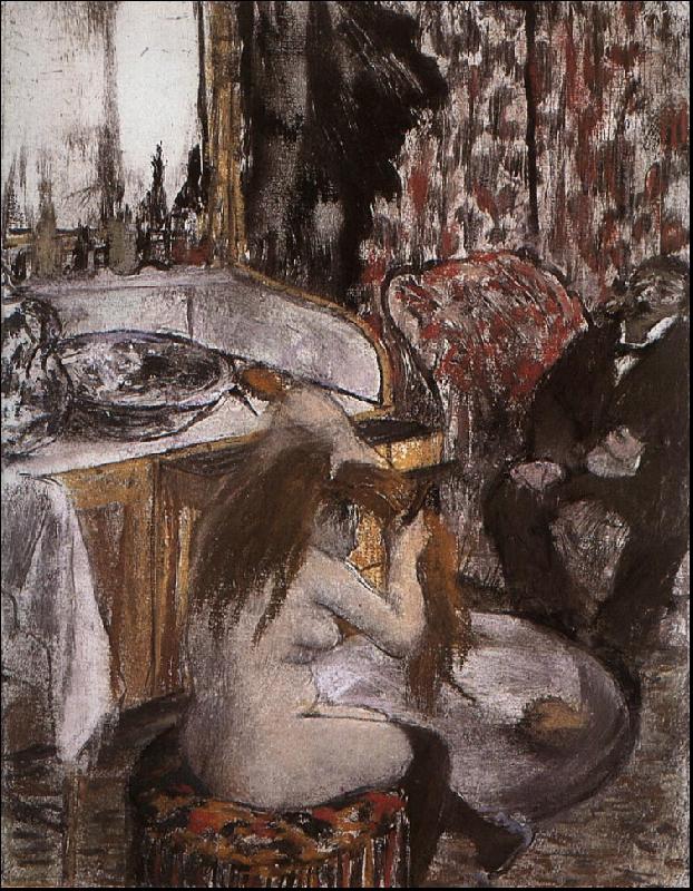 Edgar Degas Nude Woman Combing her Hair oil painting picture